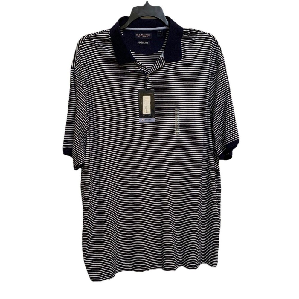 Roundtree & Yorke Mens Size XXL Polo Shirt Supima Cotton Striped NWT New